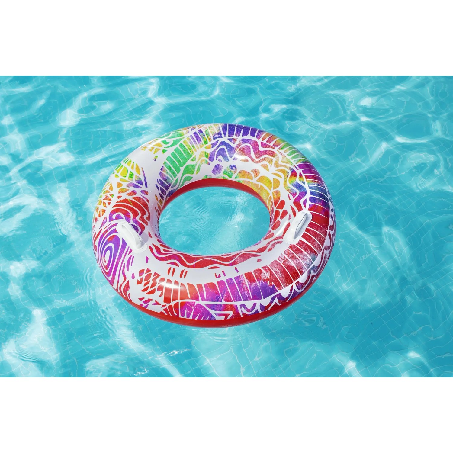Bestway Schwimmring Summer Swirl mit Mandala-Design im Wasser, Ø 80 cm.