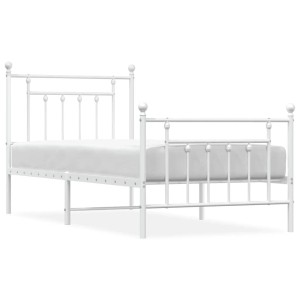 Weißes Metall Bettgestell 90x200 cm mit Kopf- und Fußteil für Schlafzimmer.