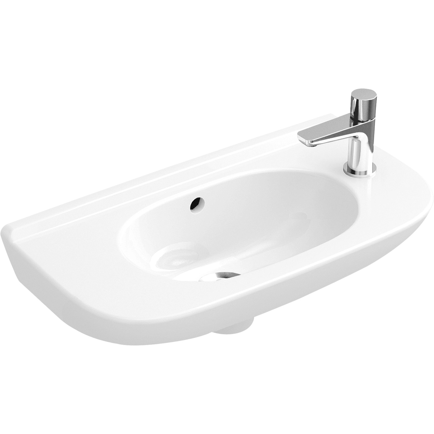 Villeroy & Boch Handwaschbecken compact O.Novo 50 cm Weiß seitl. Hahnl. mit ÜL