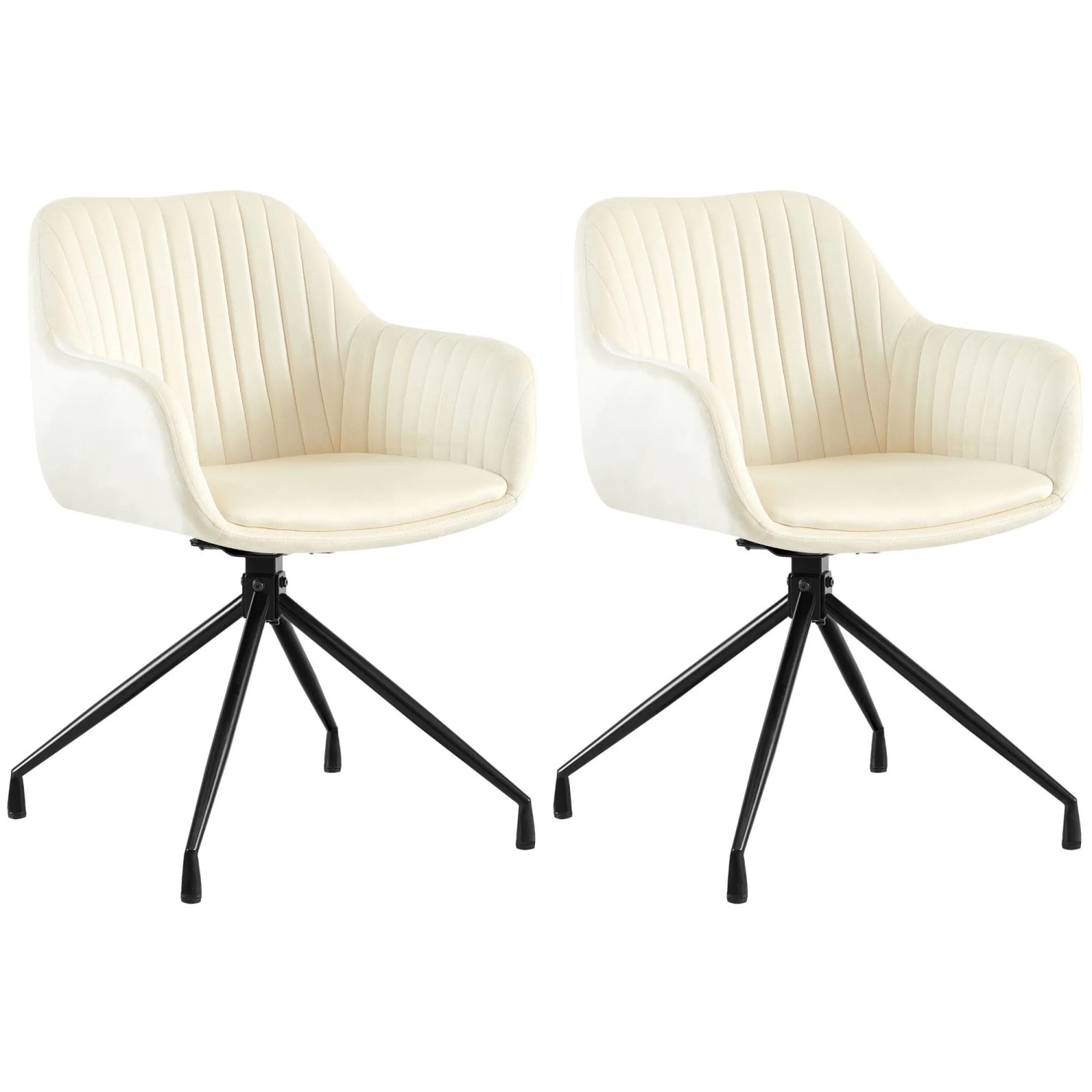 DELUKE 2er Set Esszimmerstuhl MILON Samt Creme 58x58x81cm Essstühle Esszimmerstühle Küchenstühle Wohnzimmerstühle