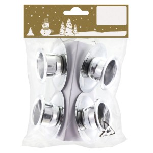 Weihnachtsdeko Metall-Kerzenhalter 5,5 cm Silber 4 Stück