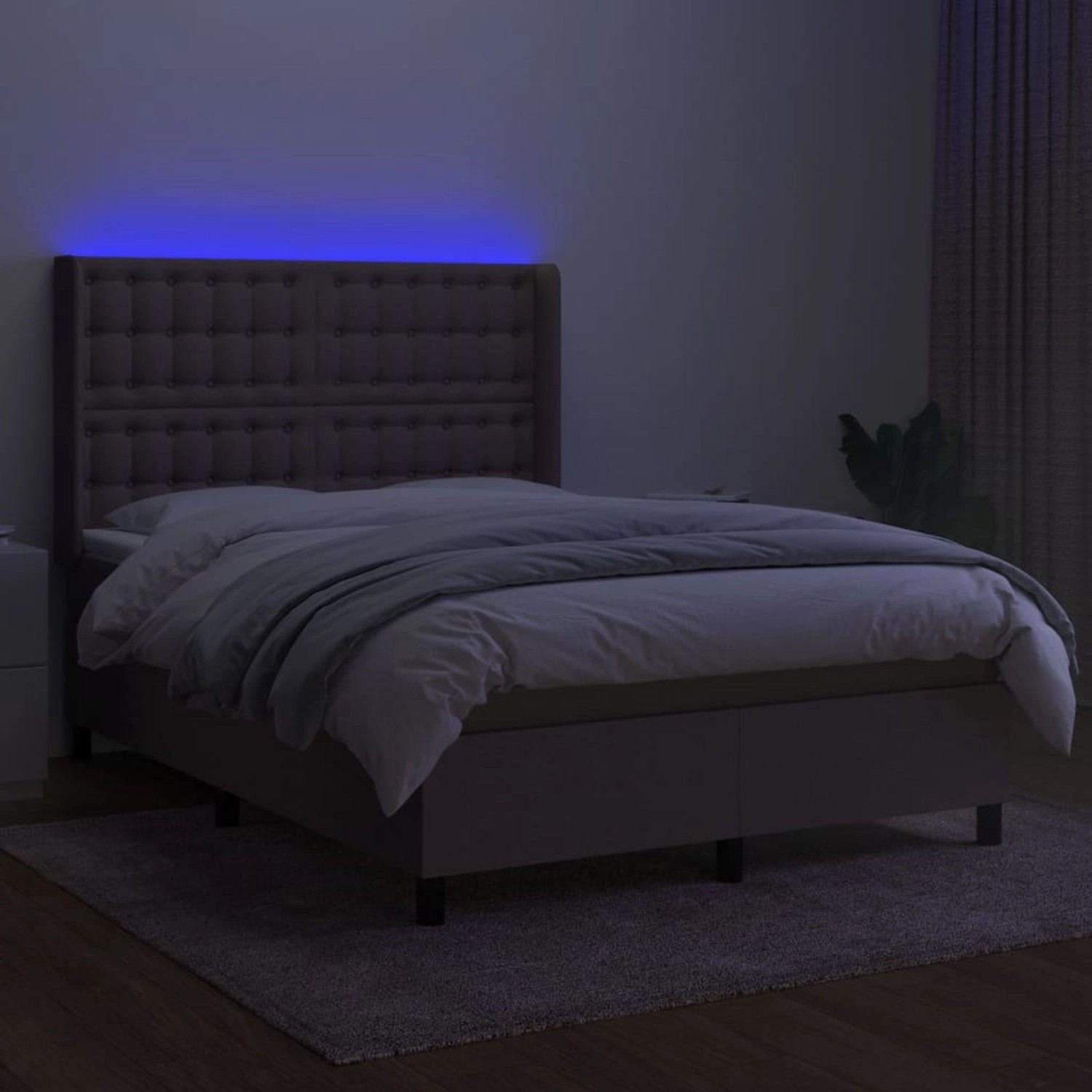 vidaXL Boxspringbett mit Matratze & LED Taupe 140x190 cm Stoff 3138633 günstig online kaufen