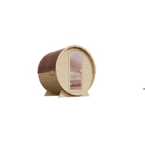 Chillroi Fasssauna 1 SET Naturbelassen mit Ofen 9kW Inklusive Kabel Schindeln