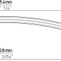 Technische Zeichnung: Siro Möbelgriff 2200, Metall Druckguss, Chrom glänzend, Lochabstand 128mm.