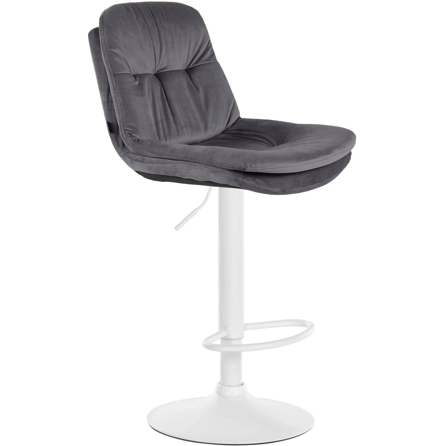 DELUKE Barhocker MITUN Samt Dunkelgrau 46x54x94cm Weiß Barstuhl Höhenverstellbar Mit Lehne Drehbar Tresenhocker Tresenstuhl