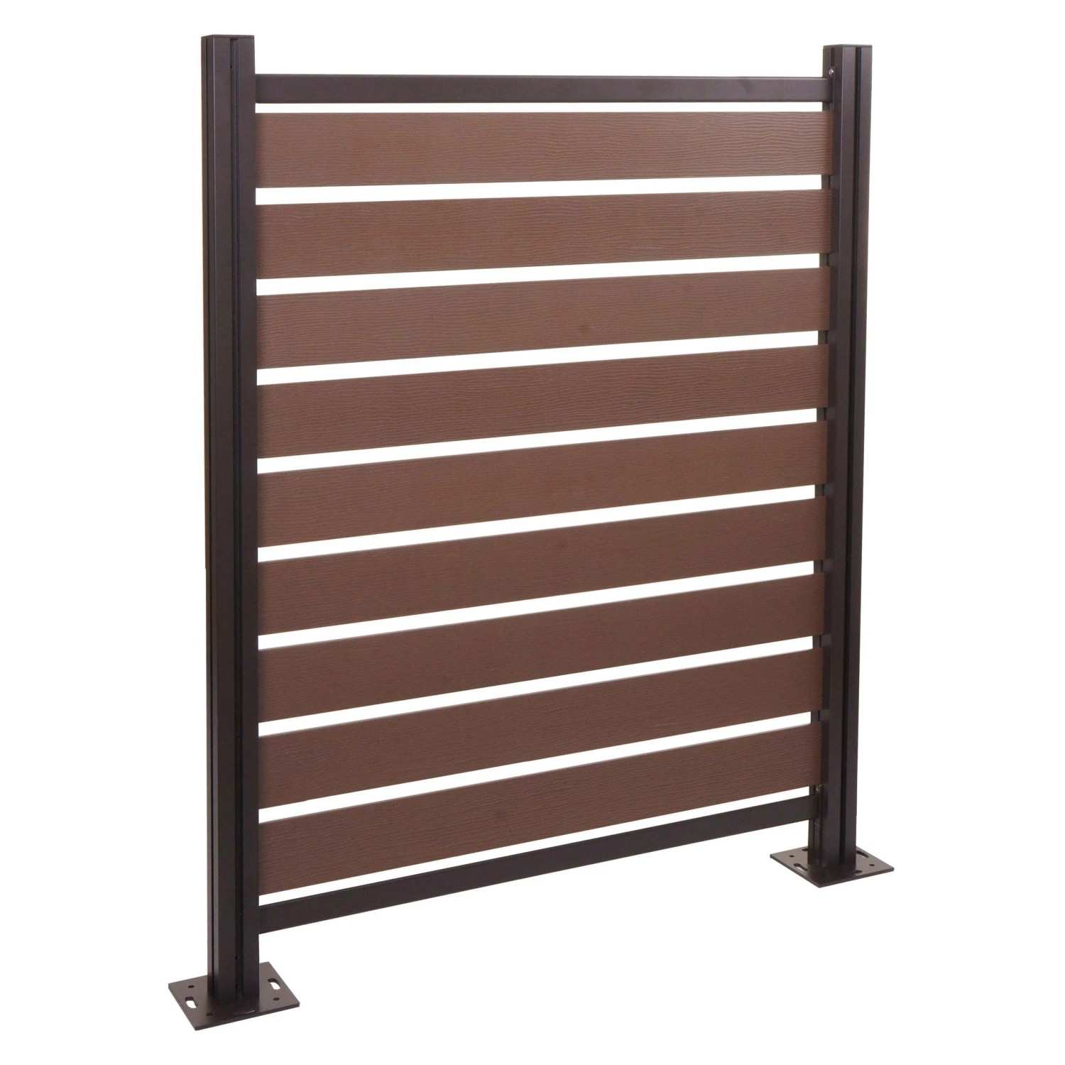 PROREGAL Alu Mülltonnen-Zaun HxBxT 130x110x6cm Basiselement Mülltonnenverkleidung Braun Holzoptik Erweiterbar