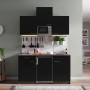 Respekta Küchenzeile KB150EYSMIC, 150 cm, Schwarz/Eiche York Nachbildung mit E-Geräten.