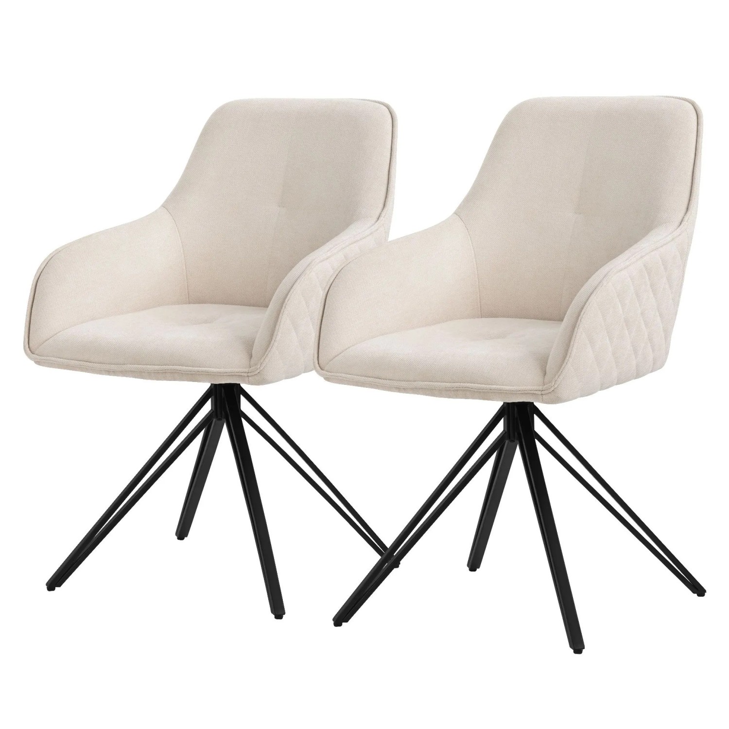 ML-Design Esszimmerstühle Drehbar 2Er Set Textil Webstoff Creme Wohnzimmers günstig online kaufen