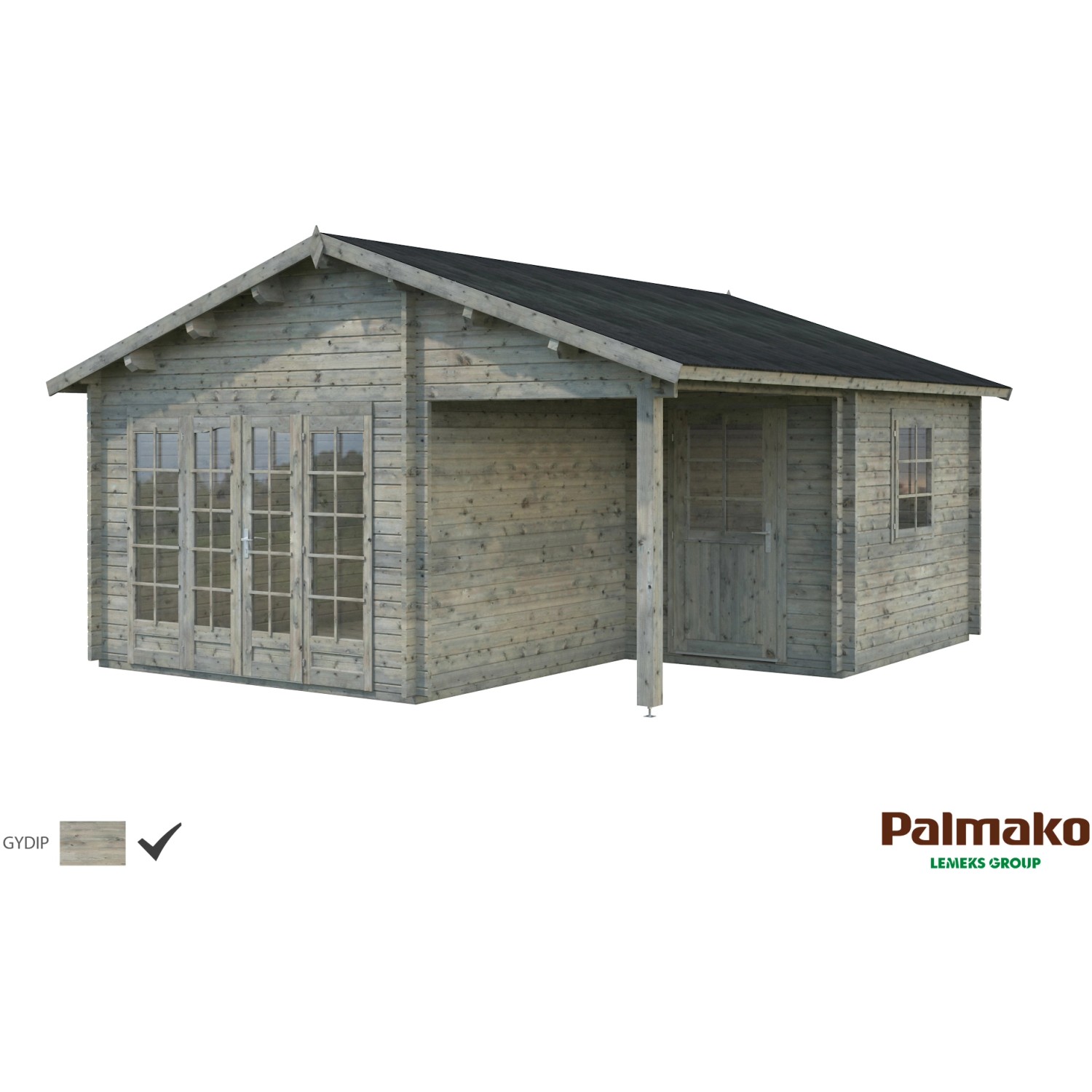 Palmako Irene Holz-Gartenhaus/Gerätehaus Grau Satteldach Tauchgrundiert 530 cm x 550 cm