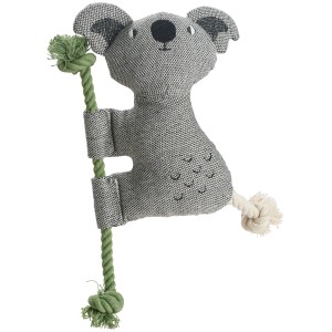 Grauer Hunter Hundespielzeug Koala mit grünem Tau, 30 cm, für interaktiven Spielspaß.