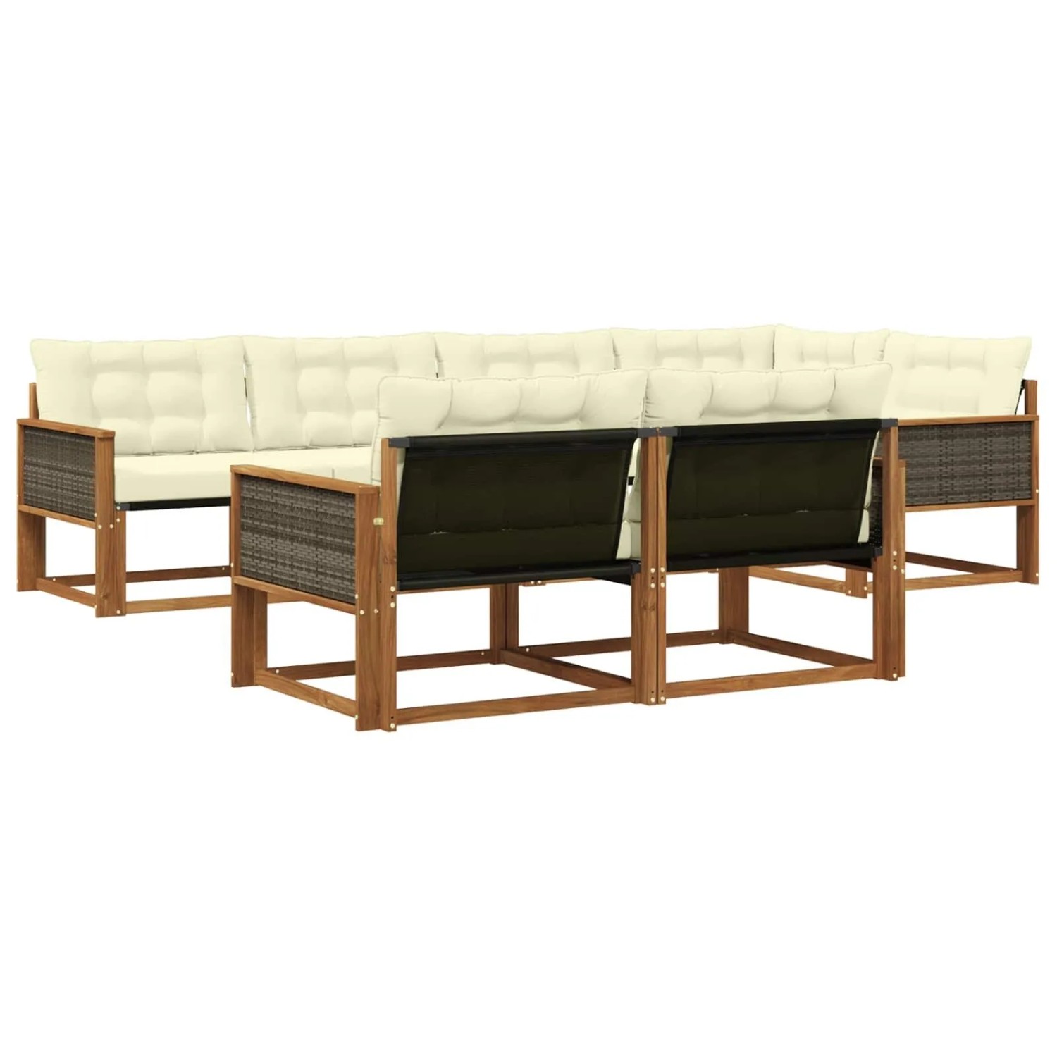 vidaXL Outdoor-Sofagarnitur mit Kissen 7 Stk Natur und Creme 3381482