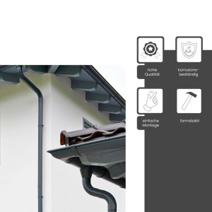 Zambelli Dachrinnen Komplettset, halbrund, Kupferbraun. Robustes Zink-System für Dachentwässerung, korrosionsbeständig, einfache Montage.