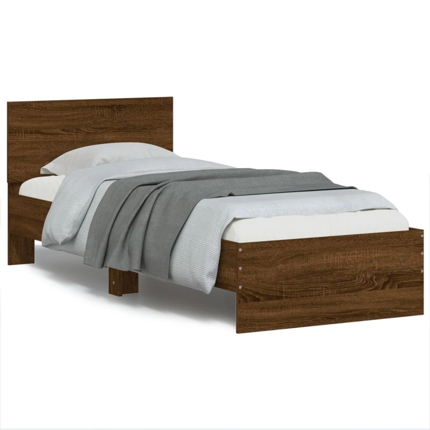 vidaXL Bettgestell ohne Matratze mit Kopfteil Braun Eiche 90x200 cm 838630 günstig online kaufen