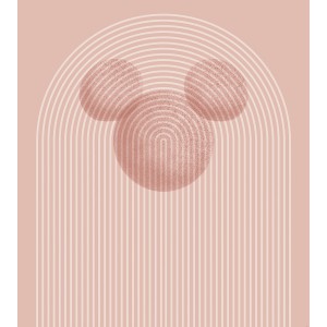 Komar Vliesfototapete Mickey Arc, abstraktes Design mit Mickey Mouse Ohren und rosa Farbtönen.