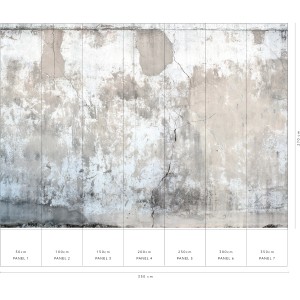 Erismann Fototapete Industria Grau, 350x270cm, mit Putzwand-Motiv und Rissen.