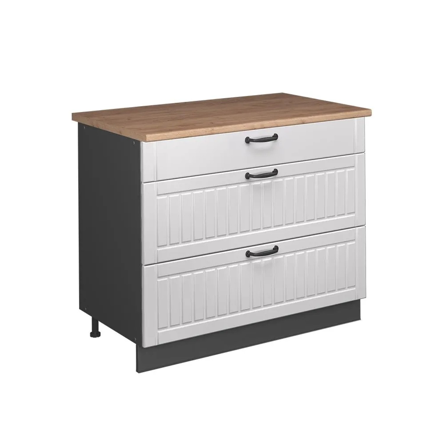 Vicco Küchenunterschrank Fame-Line Weiß Landhaus/Anthrazit 100 x 82 AP Eiche Art Nr 62031