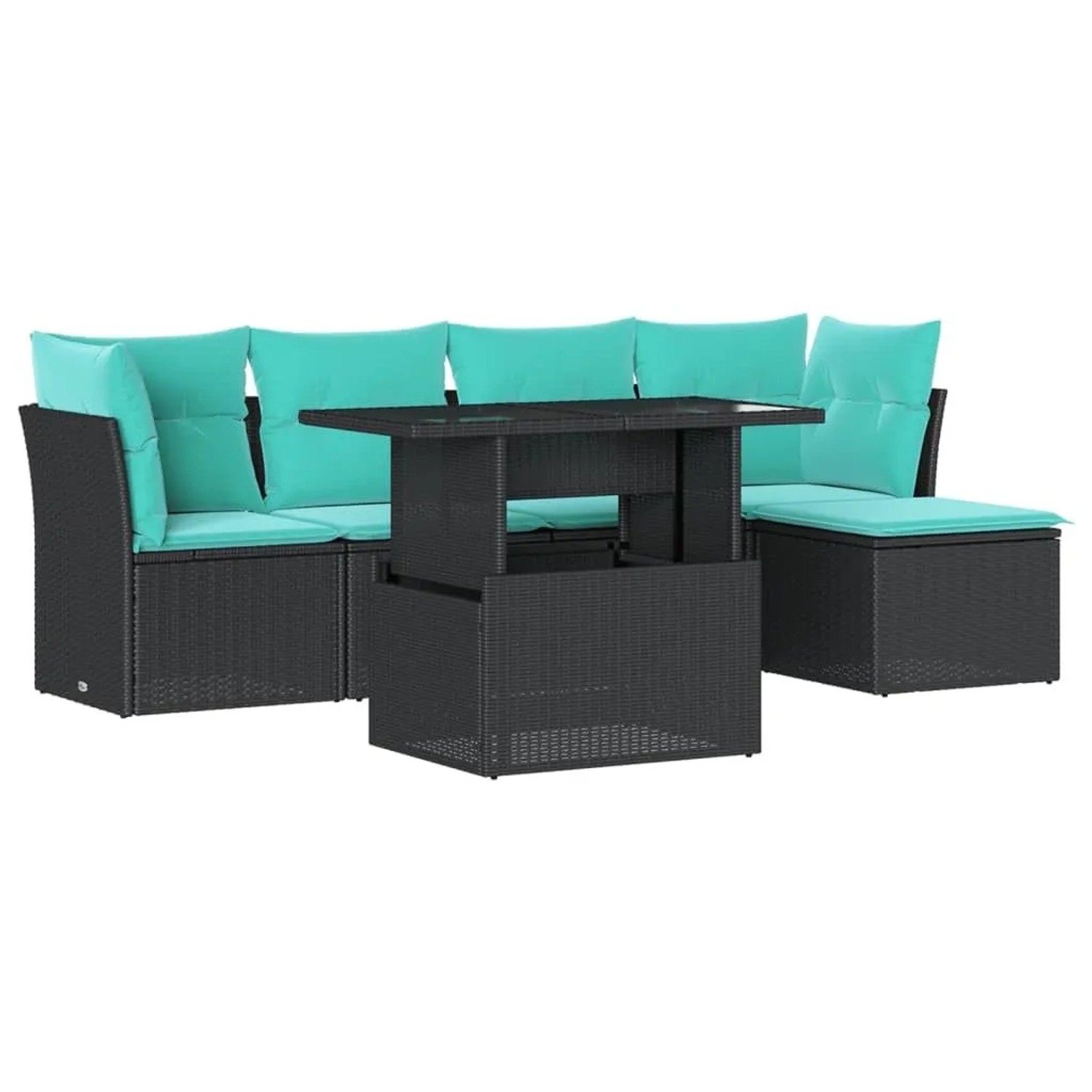 vidaXL 6-Tlg Gartensofa-Set mit Kissen Schwarz Polyrattan 3266547 günstig online kaufen