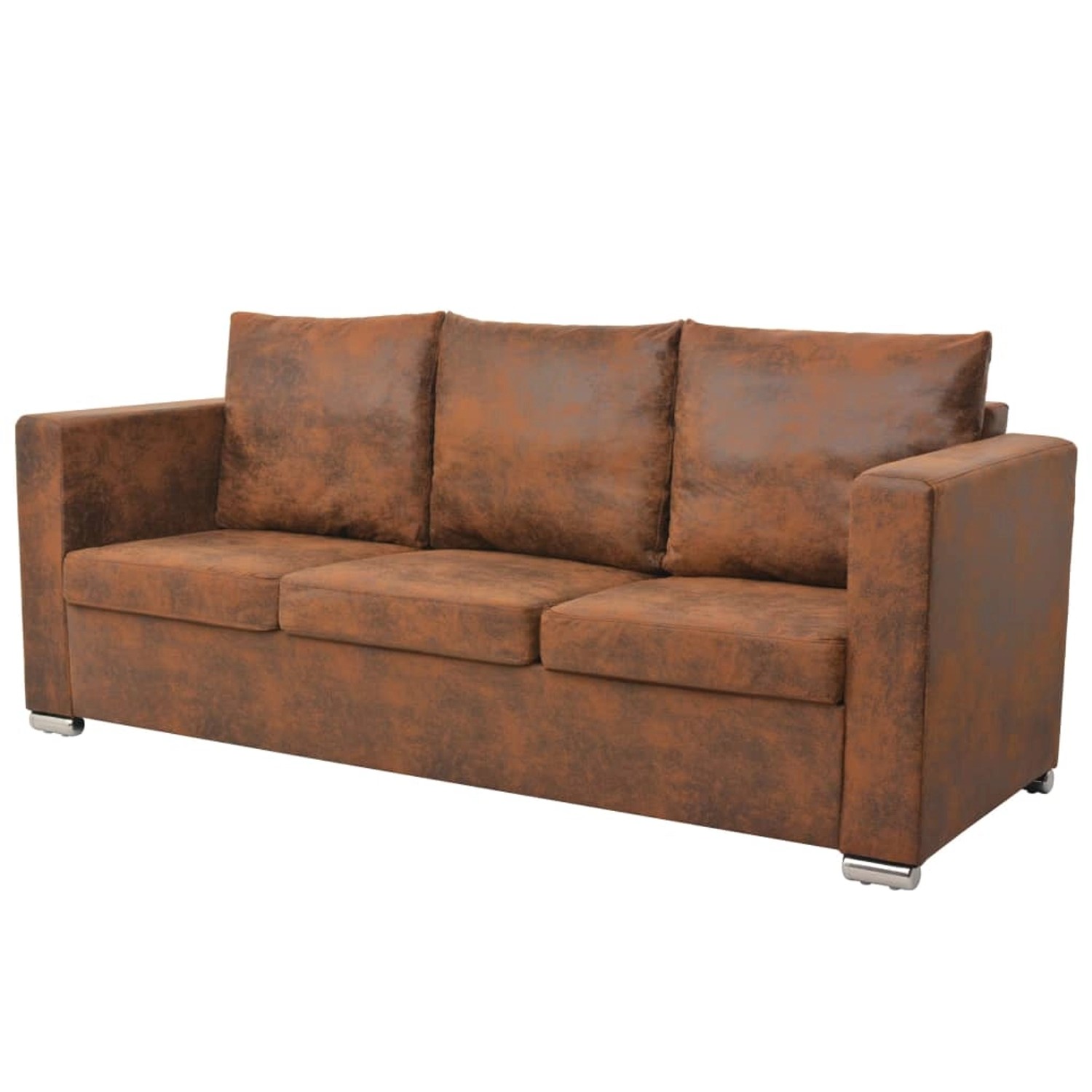 Braunes 3-Sitzer Sofa aus Wildlederimitat vidaXL, ideal für Wohnzimmer.