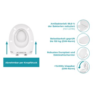 Calmwaters WC-Sitz Familie Weiß mit Kindersitz, abnehmbar und mit Absenkautomatik.