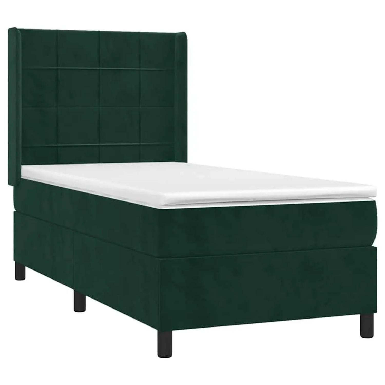 vidaXL Boxspringbett mit Matratze & LED Dunkelgrün 80x200 cm Samt 3139532