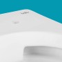 Detailaufnahme: Weißes, spülrandloses baliv Wand WC-Set Rockport mit Soft-Close Sitz.