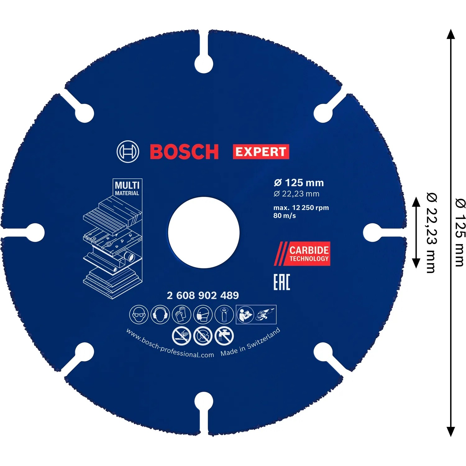 Bosch Expert Trennscheibe Carbide Multi Wheel, 125 mm, blau. Zubehör für Winkelschleifer.