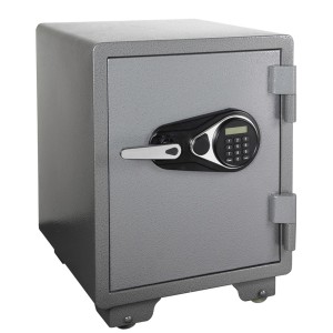 Grauer KARAT Tresor Cullinan mit Tastenfeld und LCD-Display, 53x46x47 cm.