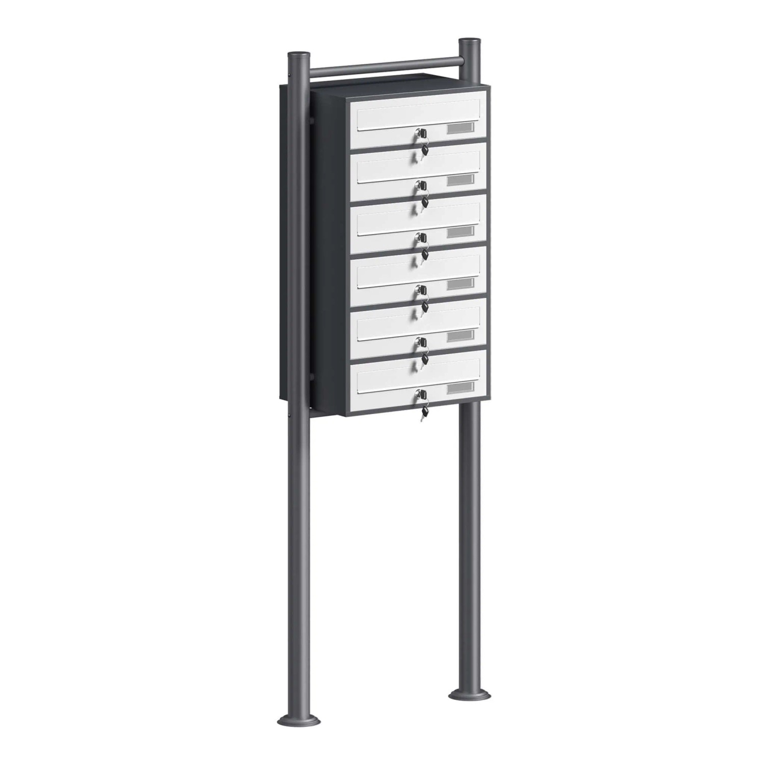 Wiltec 6Er Briefkastenanlage Anthrazit/Weiß 556 X 270 X 1500 Mm Standbriefkasten