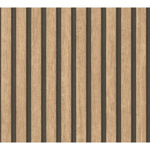 PROFHOME Vliestapete mit Streifen in Beige, Braun und Schwarz imitiert Holz-Optik.