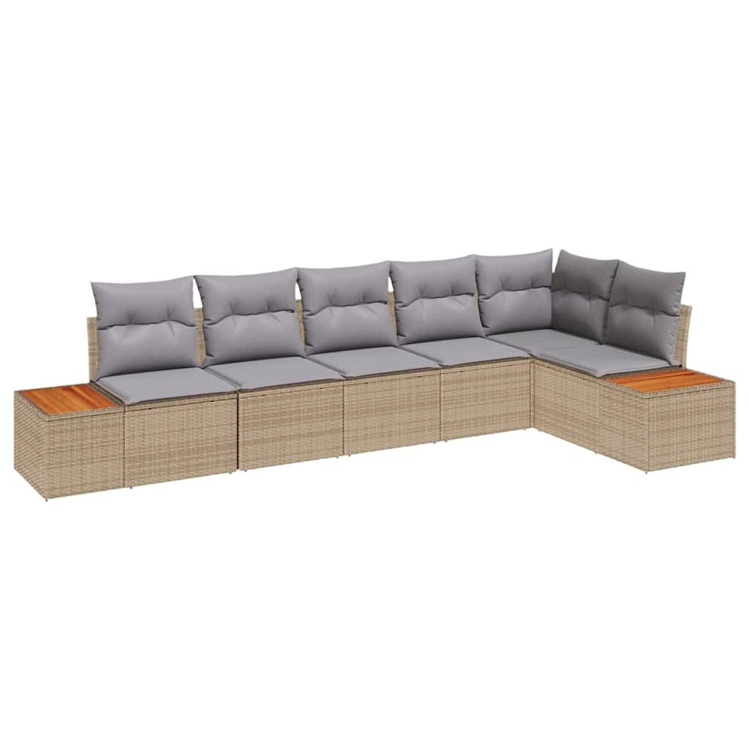 vidaXL Garten-Sofa-Set mit Kissen 6-Tlg Beige Poly Rattan 3348096 günstig online kaufen