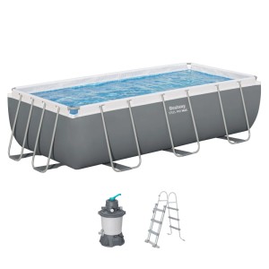 Bestway Steel Pro MAX Pool, 404x201x100 cm, grau, mit Sandfilteranlage und Leiter.
