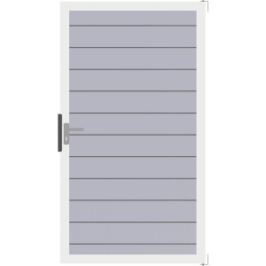 GroJa Lumino Universal Tor, 100x180 cm, silbergrau. Sichtschutzzaun-Tor mit horizontalen Lamellen.