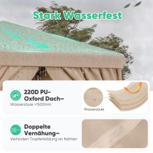 Sunula Faltpavillon 3x3 m mit 4 Seitenteilen Wasserdicht Pop Up Winterfest