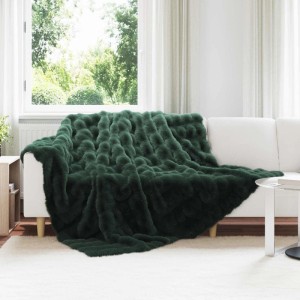 vidaXL Kunstfell Kaninchenfell Decke Dunkelgrün 240 x 270 cm Polyester 42021820
