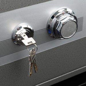 PROREGAL Tresor Mit Doppelbolzenverriegelung HxBxT 60x46x47cm 72Kg Metall 39L Feuerfest 60Min Safe Geldschrank Grau