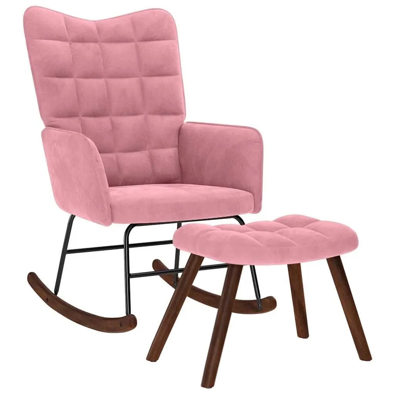 vidaXL Schaukelstuhl mit Hocker Pink Velvet 4016847 günstig online kaufen