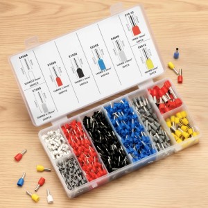 Wiltec Aderendhülsen Set, 1300-tlg., isoliert, farbcodiert, 0,5-10mm² in Sortierbox für Elektroinstallation.