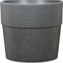 Scheurich Pflanzgefäß Groove+ Ø 28,5 cm in Carbon mit Bewässerungseinsatz.