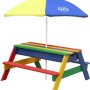 Axi Nick Sand- & Wasser-Picknicktisch Regenbogen mit Sonnenschirm, buntes Holz.