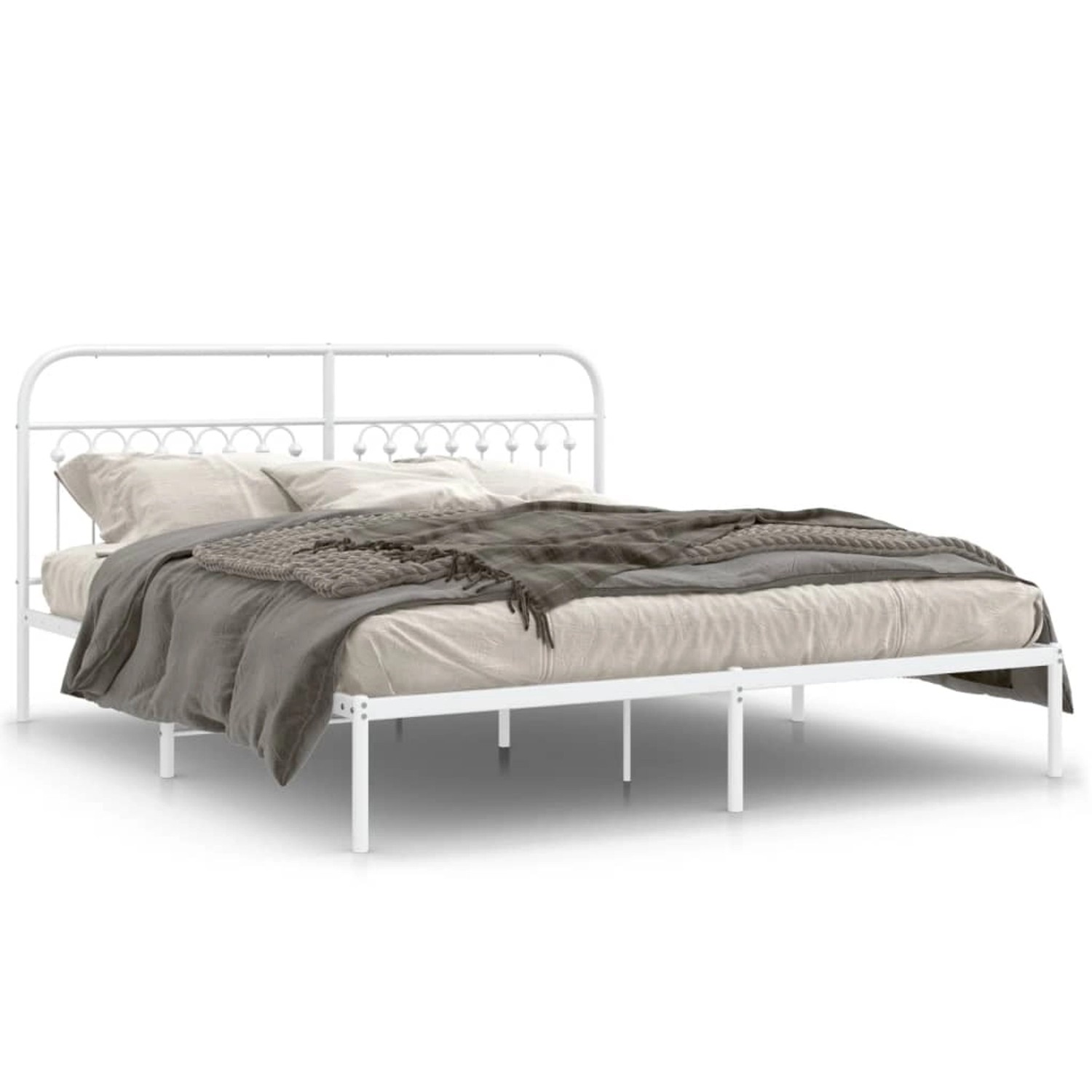 vidaXL Bettgestell mit Kopfteil Metall Weiß 183x203 cm 376653 günstig online kaufen