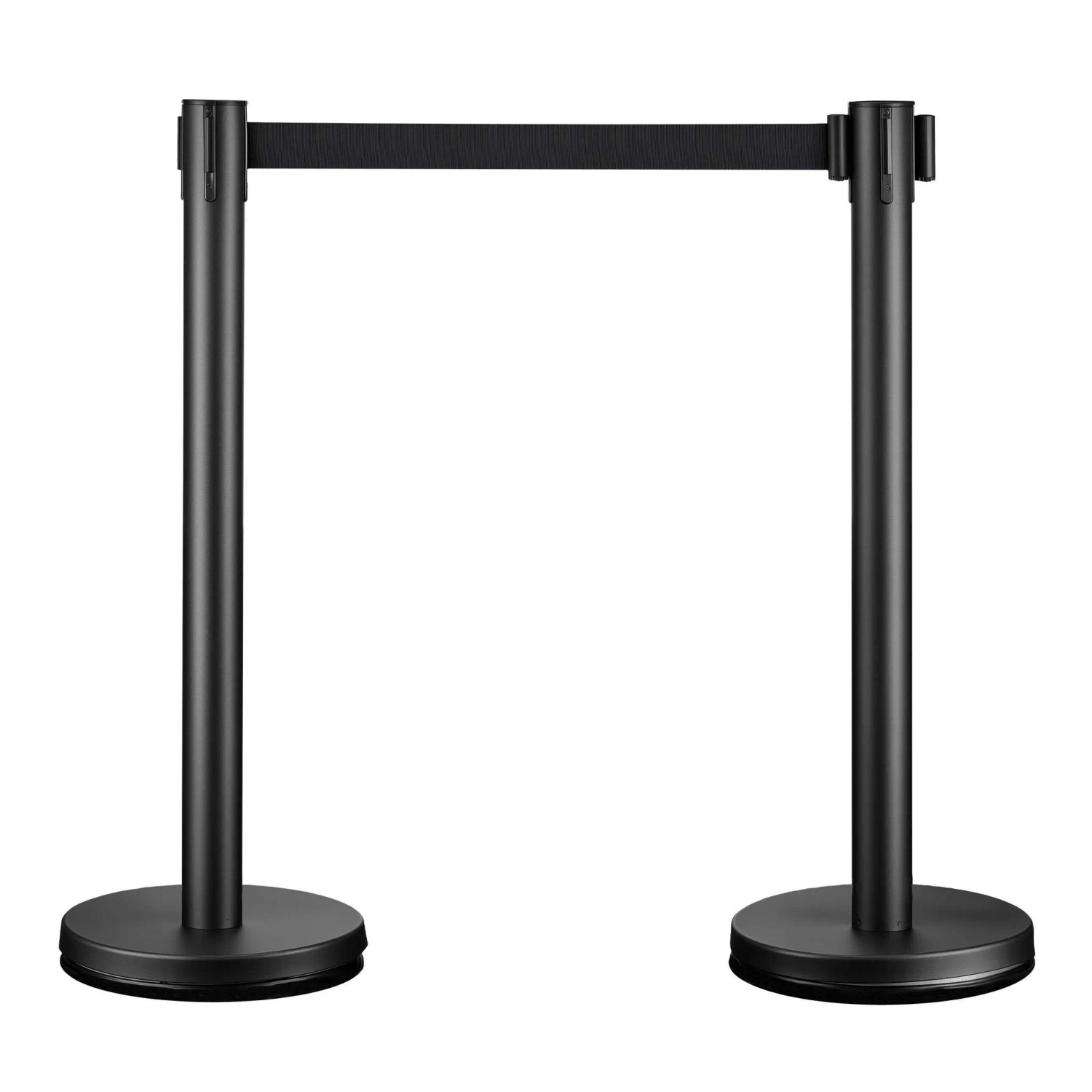 Wiltec Mobile Absperrpfosten 32X7X90Cm Schwarz Stahl Personenleitsystem Zugband