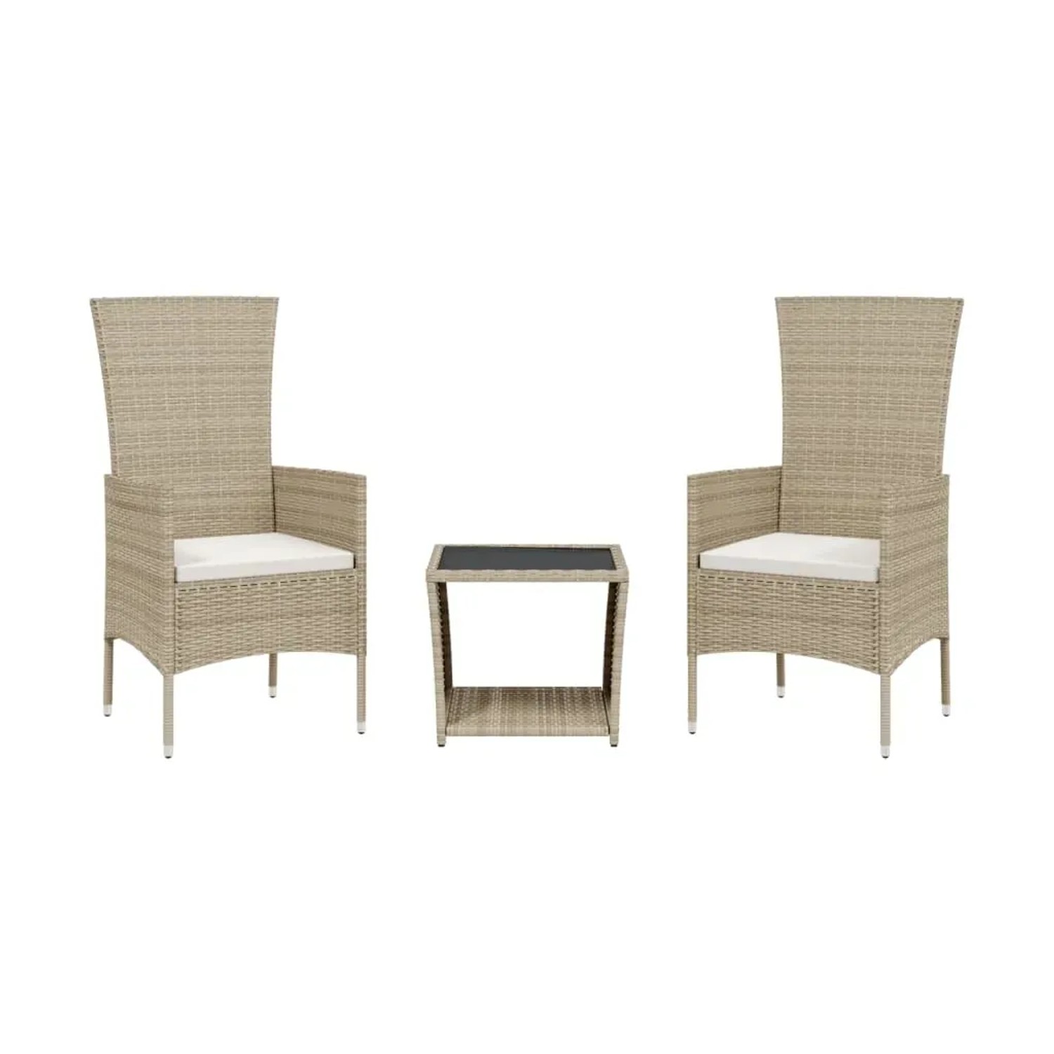 vidaXL 3-Tlg Garten-Essgruppe mit Kissen Beige Poly Rattan 3277589