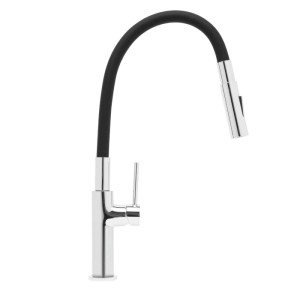 Swiss Aqua Technologies Küchenarmatur Flexible Waschtischarmatur mit Hohem Auslauf und Umschalter Schwarzmatt und Chrom