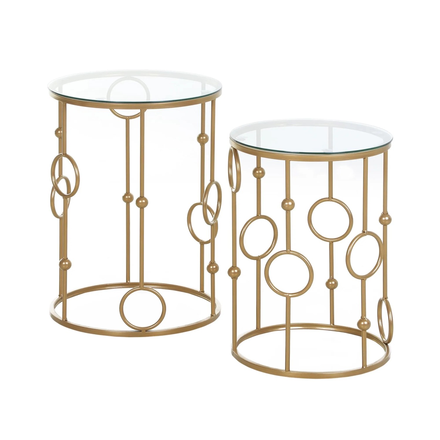 HOMCOM Couchtisch-Set Metall Gehärtetes Glas 41L x 41B x 57H cm Gold