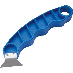 LUX-TOOLS SILI STAR Fugenmesser mit blauem Griff und V-Klinge aus Edelstahl.