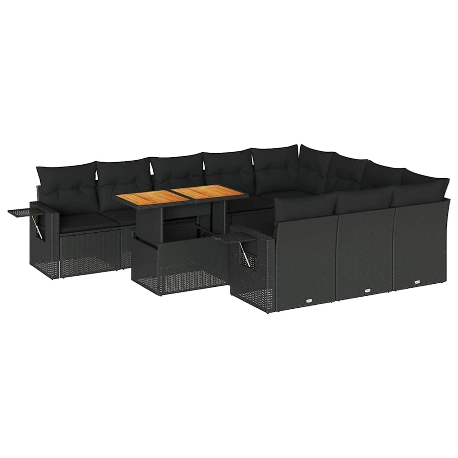 vidaXL 11-Tlg Garten-Sofagarnitur mit Kissen Schwarz Poly Rattan 3327198 günstig online kaufen