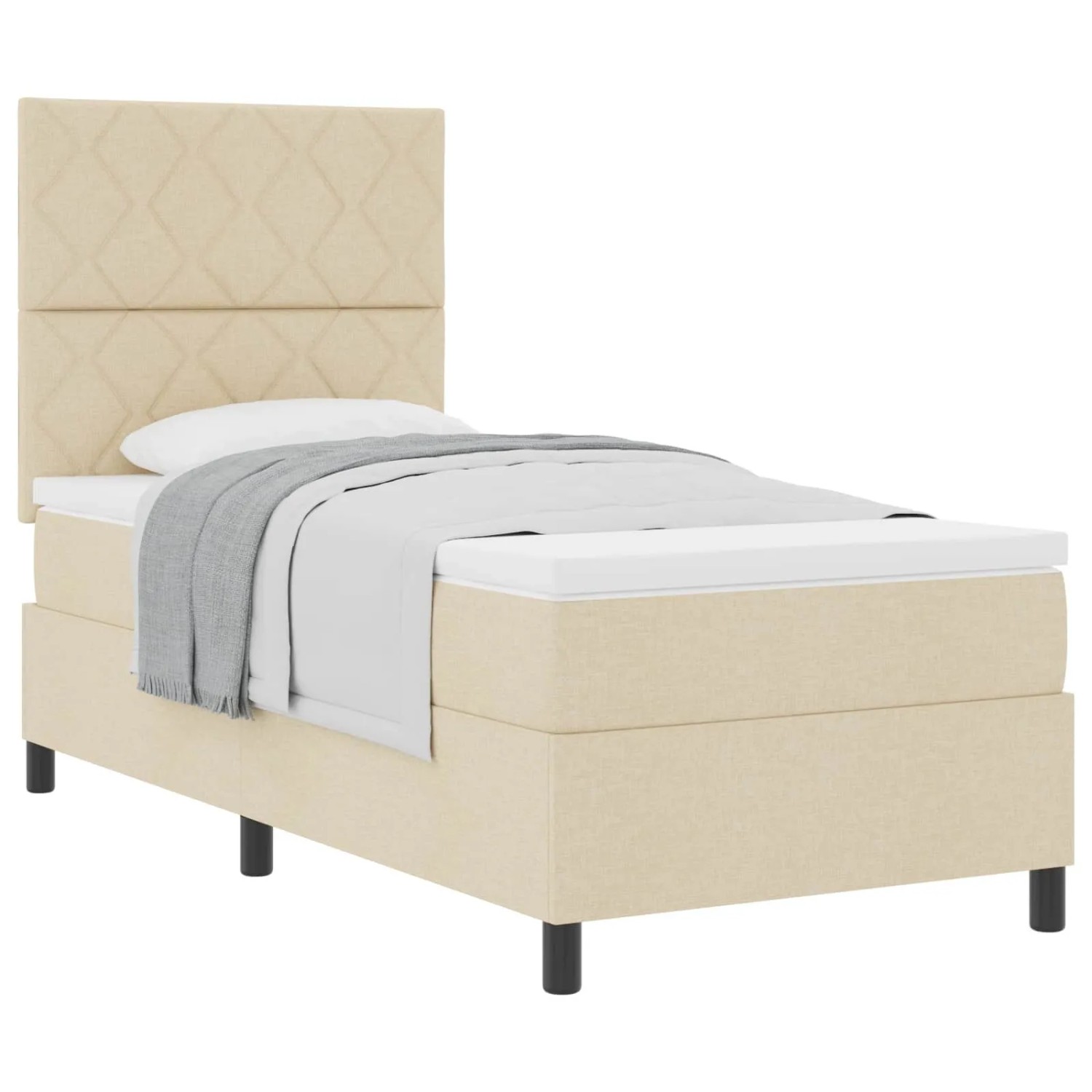 vidaXL Boxspringbett mit Matratze Creme 100 x 200 cm Stoff 3339446