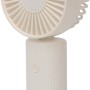 Weißer USB Handventilator mit Standfuß, ideal für Reisen und Büro.