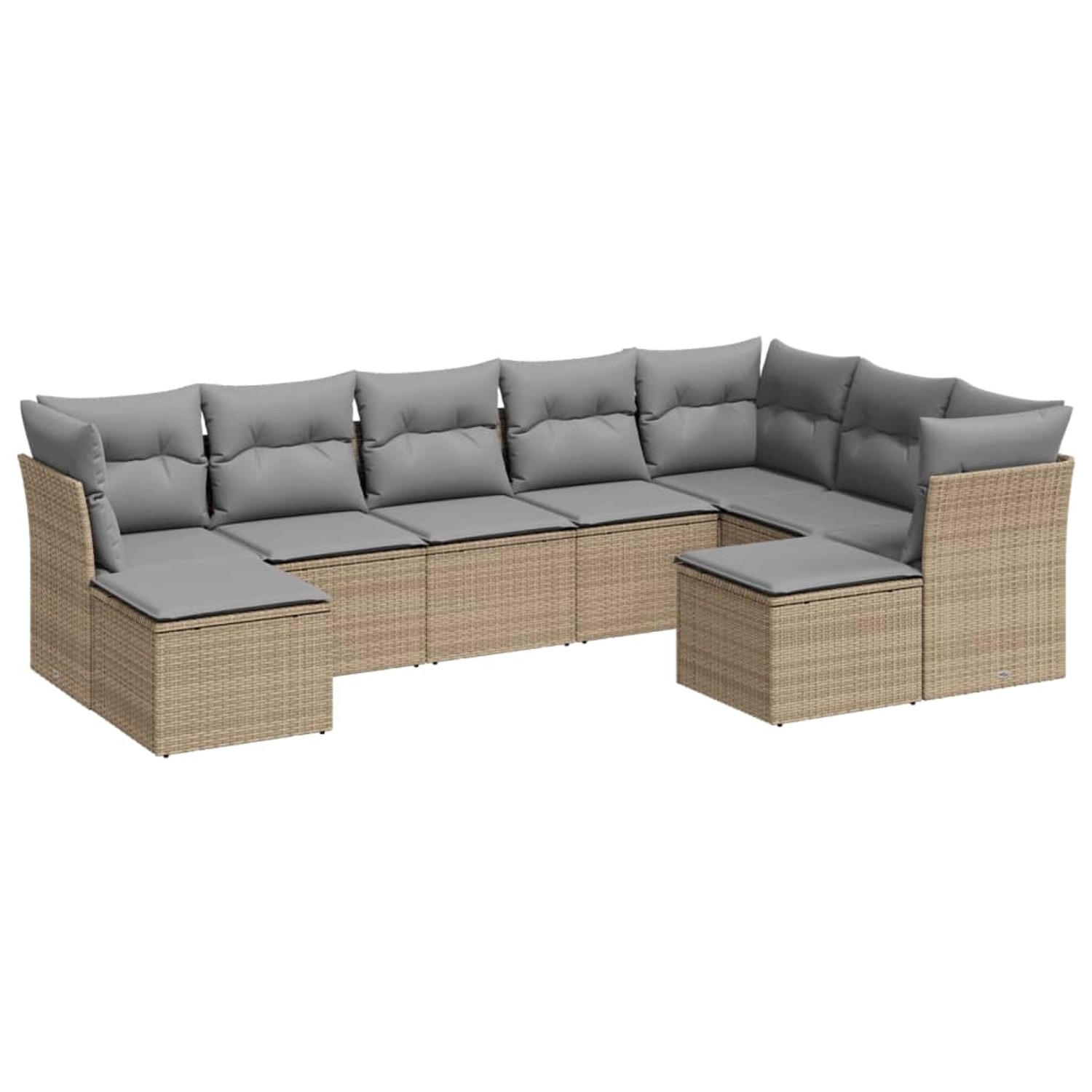 vidaXL 9-tlg Garten-Sofagarnitur mit Kissen Beige Poly Rattan Modell 85 günstig online kaufen