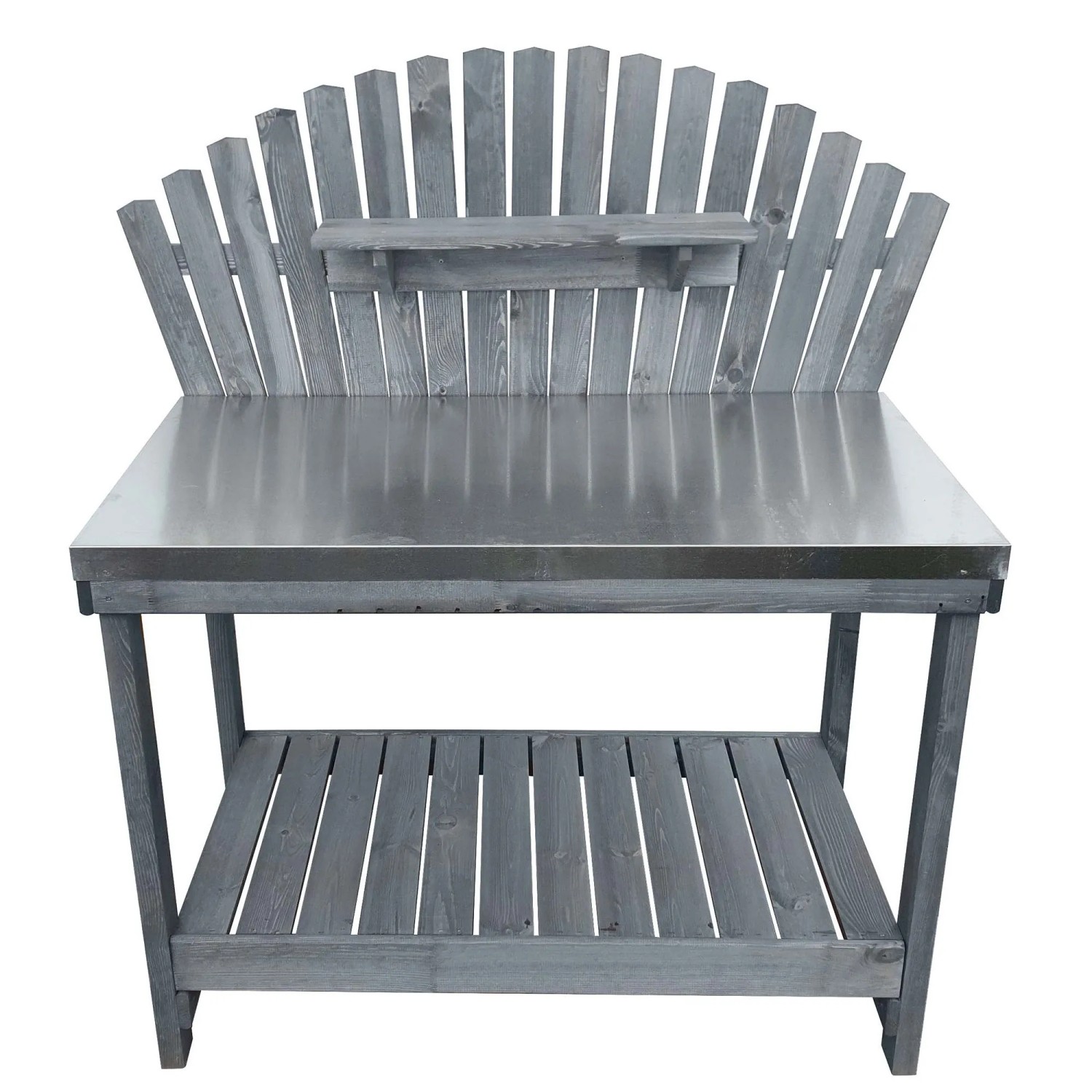 Promadino Gartentisch Rechteckig Metall Grau 69 cm x 116 cm